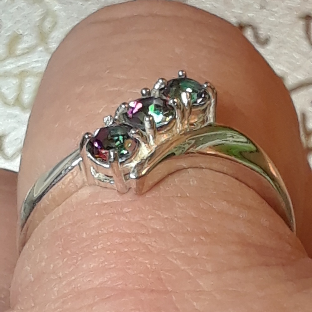 NWT! Northern Mystic Topaz Trilogy .925 Ring - Picture 4 of 5
